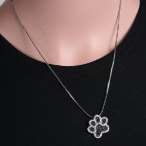 Svart silver stort tass halsband
