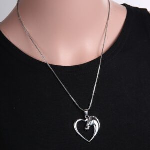 hjärta häst halsband silver