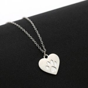 silver hjärta tass halsband