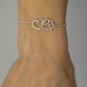 Tass armband hjärta tass silver